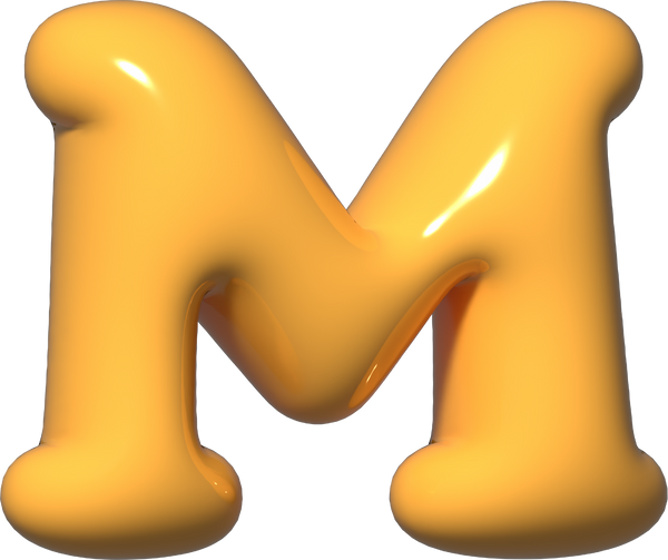 3d yellow alphabet M