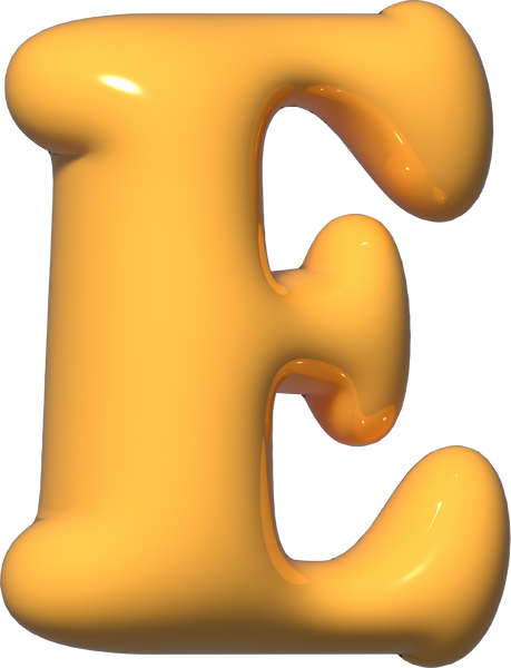 3d yellow alphabet E