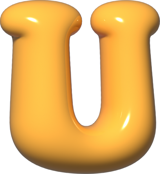 3d yellow alphabet U