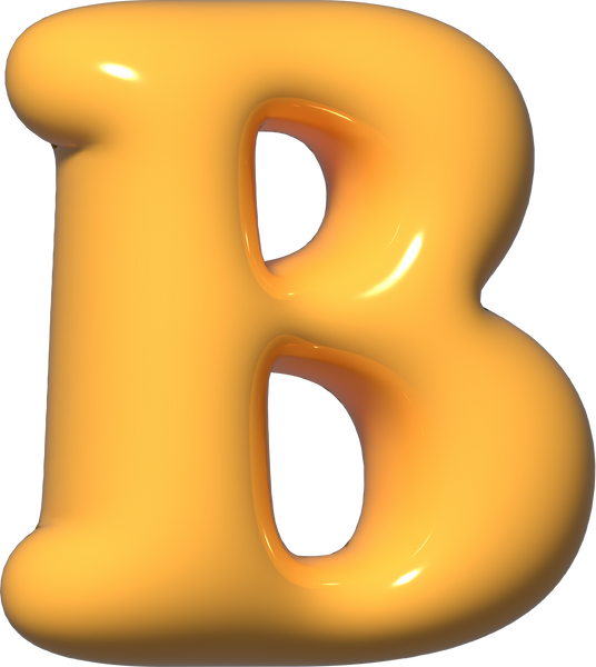 3d yellow alphabet B