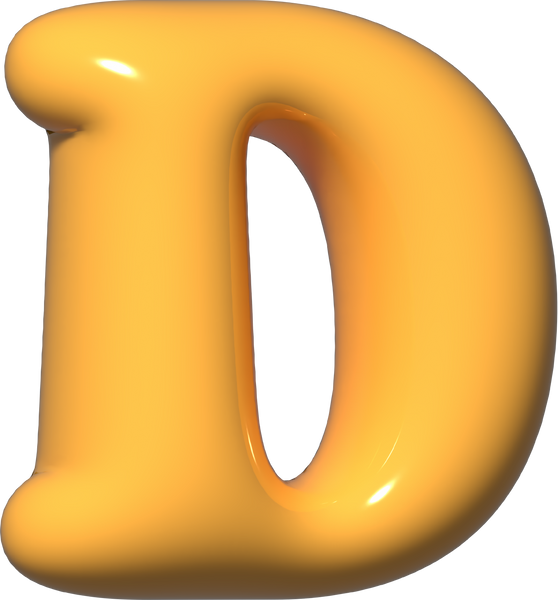 3d yellow alphabet D